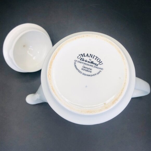 60s Grindley MANITOU Mod Black White Coffee Chocolate Pot Flower Power Ironstone - Picture 5 of 11